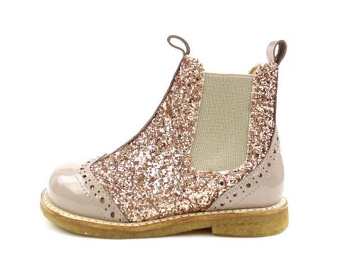 Angulus almond maple glitter støvlette med hulmønster